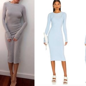 The Line by K revolve sample sale long sleeve Dune ash ribbed midi dress S